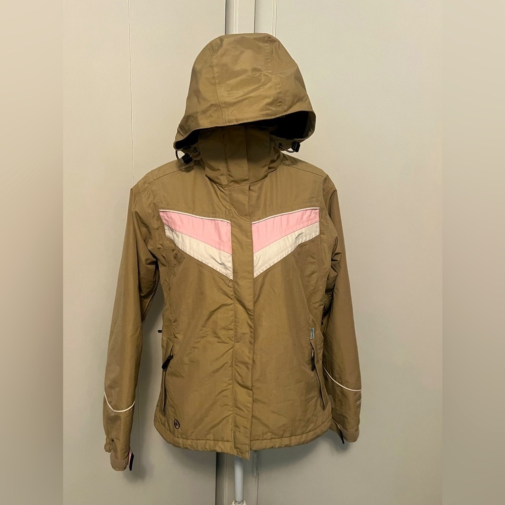 Columbia Base TRX Convert Women’s Waterproof Hooded Ski Jacket Tan Pink Small